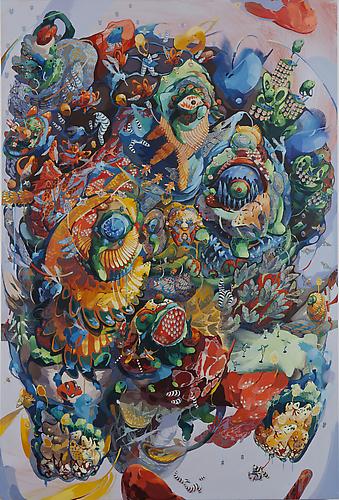  Hotspot , 2012
Acrylic on canvas & cut out paper
48 x 72 inches
