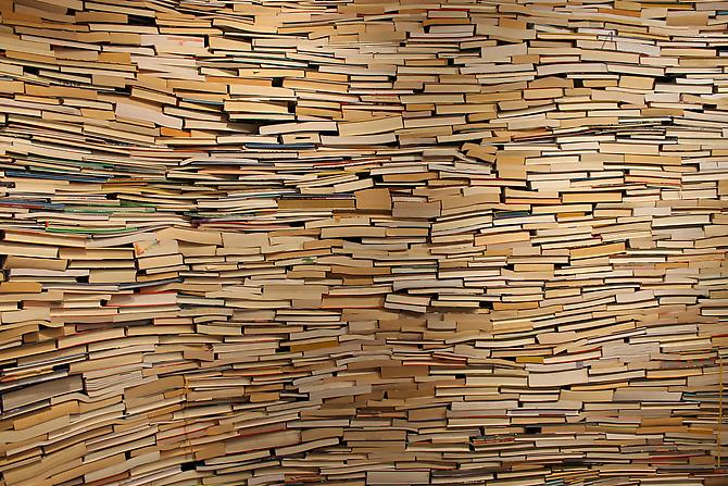 Adam Bateman
Crazy about Muffins (detail), 2012. 
Book installation, 96 x 192 x 30 inches.