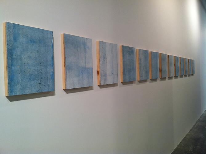 Don Edler
 Boredom Paintings  series, 2012
Acrylic, canvas, plywood, and pine
12 x 14 ¾ inches each