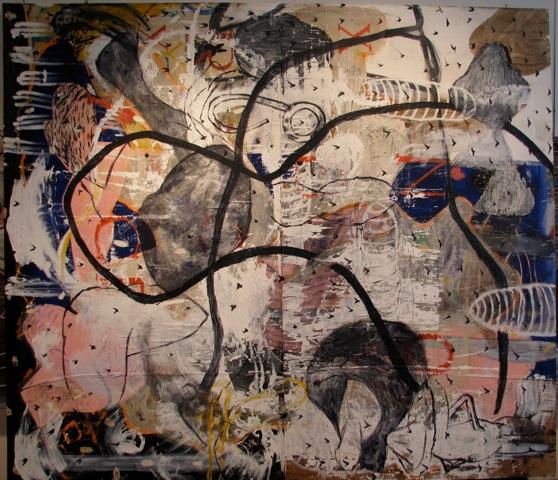  Cross Current/Killing Inspiration , 2011
Mixed media on sheet on board
7 x 8 feet