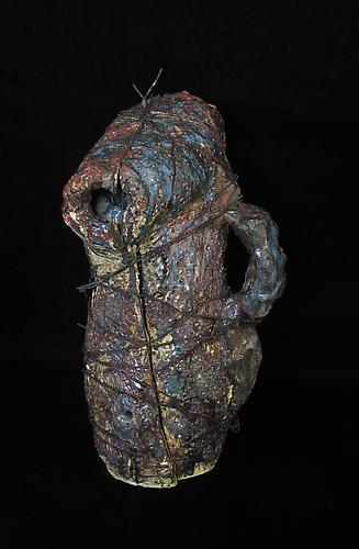  In One Ear/Unarmed , 2012
(In collaboration with Gregory Stiensieck)
Glazed stoneware and steel wire
17 x 9 ¾ x 9 ¾ inches
