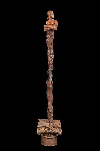 GABRIEL, 2011								
Polychromed terracotta, hydrocal, and steel on a wood base
73 x 13 x 13 inches