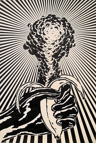 John Van Hamersveld
Atomic Banana, 1970
Ink on photo stat paper render with rapidograph pen and ink;Signed in ink on recto
26.5 x 18 inches