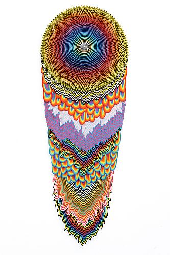 Cascade, 2012
Hand-cut acid-free paper, glue, wood
69 x 25 x 4 in