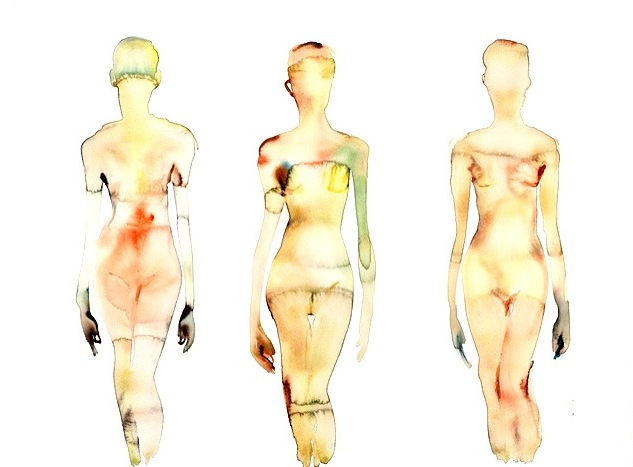 3 Figures Darker (2012)
Watercolor On Paper
22h x 30w in (55.88h x 76.2w cm)