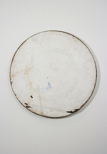 Karin Sander
Mailed Painting, Bonn-Berlin-New York 2007 
white primed canvas
diameter: 23.62 inches (60 cm)