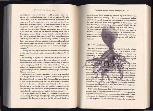 Kant And The Platypus, 2005, ballpoint on book, 8 x 5.25 inches
