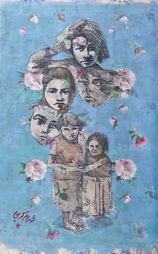 Forough   2011
Mixed media on fabric
70 x 43 in