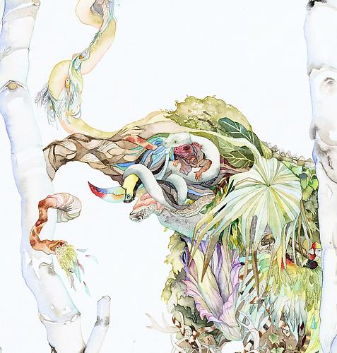 Laura Ball, Collecting (2013) (detail)
Watercolor And Graphite On Paper
40h x 26w in (101.6h x 66.04w cm)