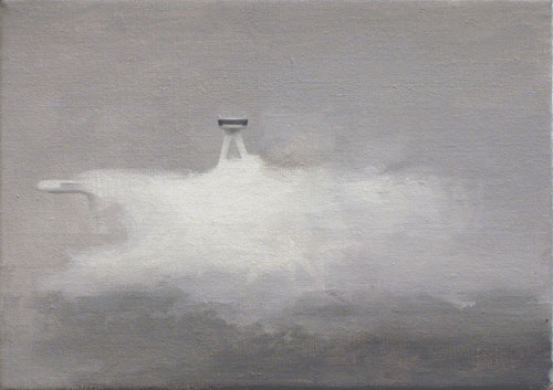 Cloud with Tower , 2006, oil on linen, 5 x 7 inches