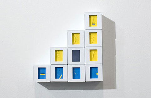 Marco Maggi, 2010, Stair Up, Cuts on paper, slide mounts, 8 x 8 x 2 inches