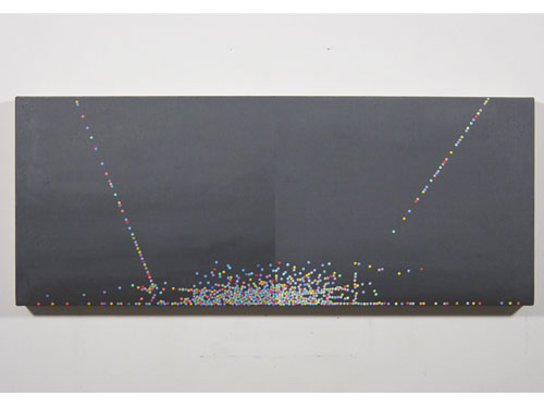  Dot Painting Bilateral , 2004, oil on linen, 12 x 30 inches