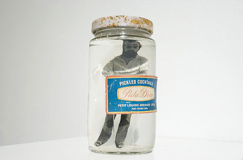 Paulo Bruscky, 1974, I’m Pickling myself  , Photograph, water, jar,
5.1 x 2.8 x 2.8 inches