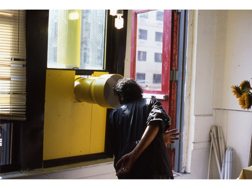  Can You Hear Me? , 2004, site-specific installation, The Sunshine Hotel, New York, NY, PVC pipe, mirror, wood, existing architecture and public phone, metal sign, participants, 39 x 10 x 15 feet
commission, The New Museum, New York, NY