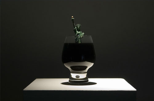 Jota Castro, 2006, Cheers , Glass, oil, statute , 9 x 4.5 x 4.5 inches