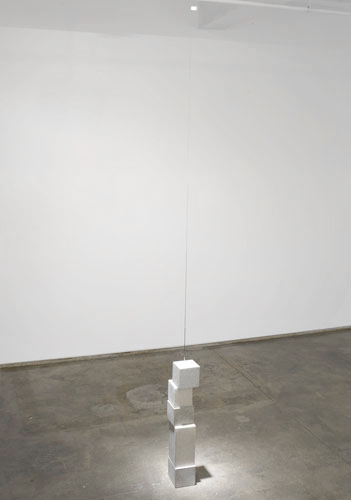  Flag , 2007, cement, steel wire, plastic, clock movement
