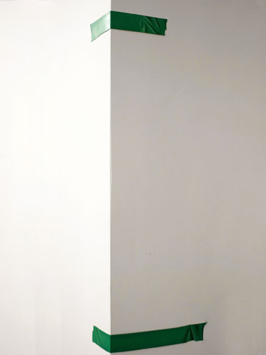  Green Tape to Hold the Wall , 2011, oil on paper, top: 2 x 16 inches, bottom: 2 x 11.5 inches