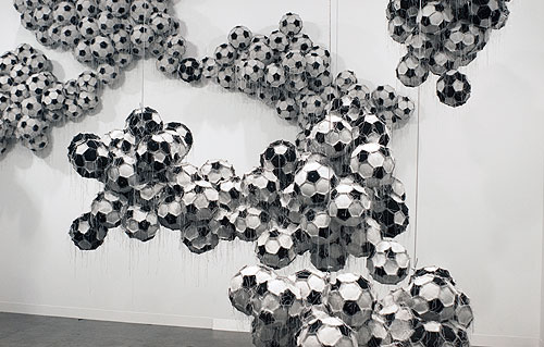  Obverse & Reverse , exhibition detail, 2010, leather, string, and steel, Art Basel Miami Beach