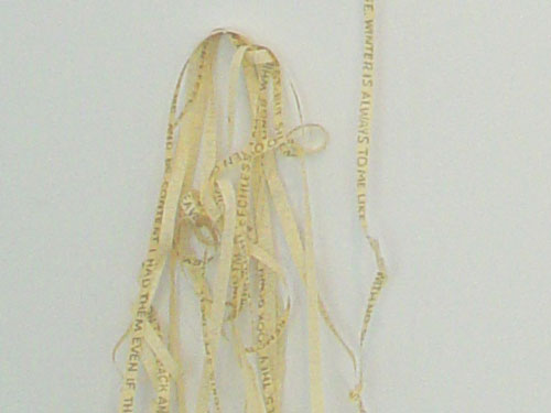  Nine Broken Letters, Letter #9 , 2004, detail, graphite and silk on yellow tracing paper, 23 x 17.5 inches