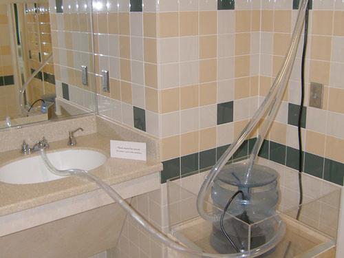  Managed Flow Echo Systems , 2005, site-specific installation, Turchin Center for the Arts, ASU, North Carolina, water, plastic tubing, pumps, containers found on site, aquatic plants, PVC pipe, electrical cords, mirror, sink found on site, dimensions vary
commission