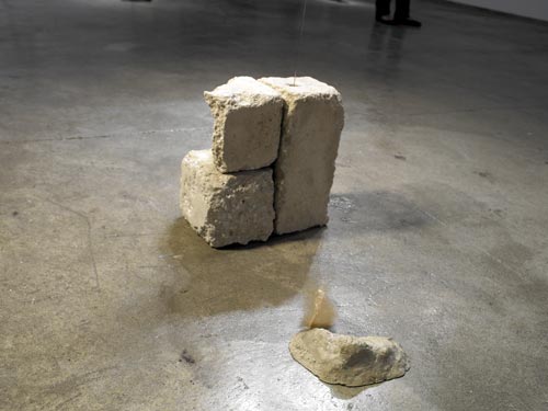  Obstacle Mountain , 2007, cement, steel wire, plastic, clock movement