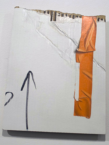 Orange Tape with Arrow , 2011, oil on cardboard, 14.5 x 11.75 inches