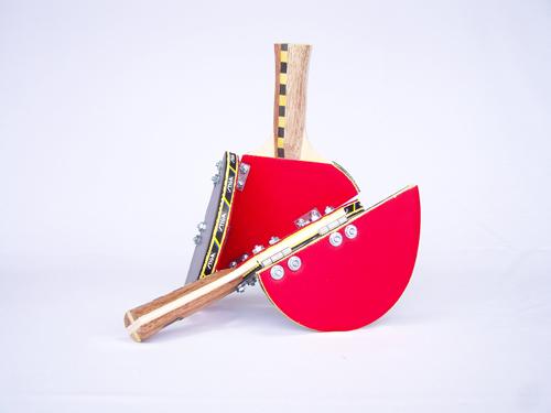  Ping Pong Raquets , 2008, metal and wood, dimensions variable