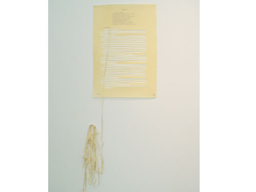  Nine Broken Letters, Letter #9 , 2004, graphite and silk on yellow tracing paper, 23 x 17.5 inches