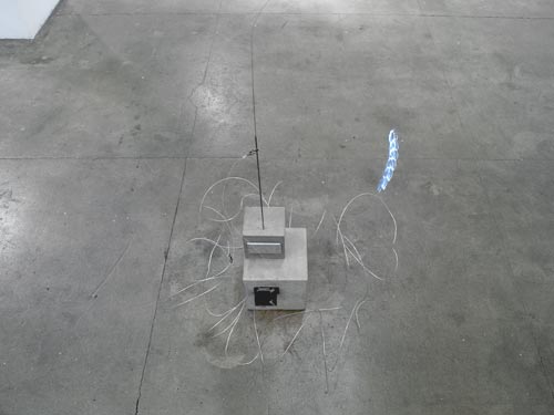  Touch Knowledge , 2007, cement, steel wire, LED, battery, clock movement