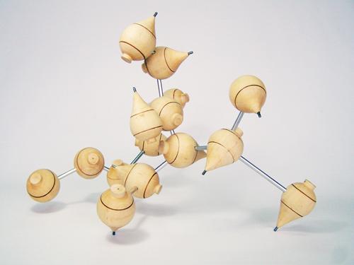  Trompos I , 2008, wood and aluminum, 19 x 11 x 15 inches