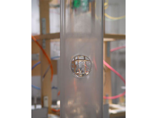  Un-Time Structure , 2004, detail, Plexiglas, optical lenses, clock motors, light, wood, speakers, amplifiers, contact microphones, Mylar, 11 x 6 x 6 feet