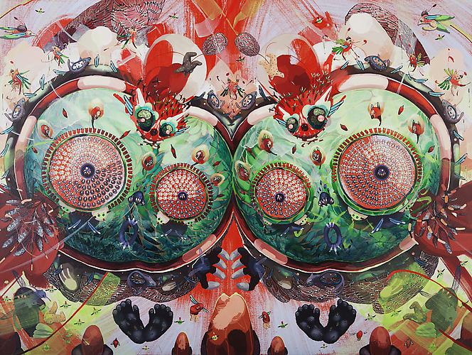  Lava , 2012
Acrylic on canvas & cut out paper
36 x 48 inches