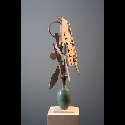 John Udvardy
 Les Fleurs du Mai , 2008
glazed ceramic, painted wood, cardboard, 47 x 18 x 18 inches
Listing #4