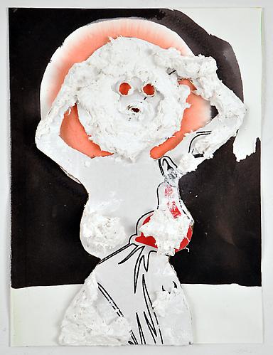  Untitled , 2011
papier-mâché, cardboard, and watercolor on paper
8 x 6 inches