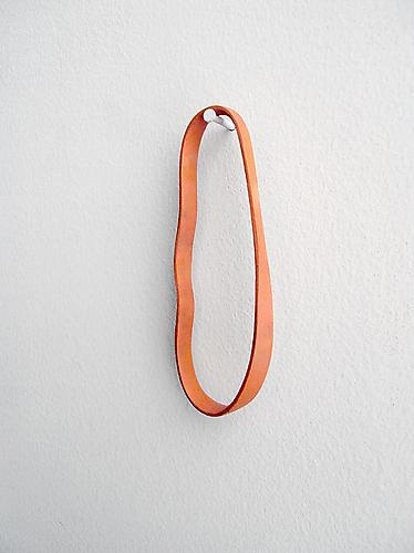  Hooped (orange) , 2012, oil on clay, 3.5 x 1 x 0.25 inches