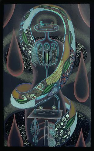 Marcy Hermansader
 Alterations in Blood , 1985
mixed media, 30 x 18 inches
Listing #10
