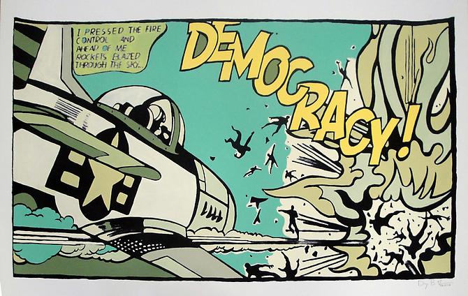 Democracy! (Green), 2011
Unique Acrylic and archival pigment print on rag paper 
30 x 40 inches