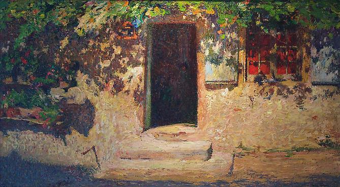 La Porte D’ Entrée d’une Maison dans Labastide du Vert
Oil on canvas, 21 x 37 inches (53 x 94 cm)
Signed lower right: Henri Martin 
Price upon request