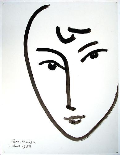 Henri MATISSE
Visage, 1950  
Brush and ink on paper
20 7/8 x 15 ¾ inches