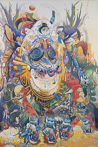  Harvest , 2009
acrylic on canvas, cut-out paper
48 x 72 inches