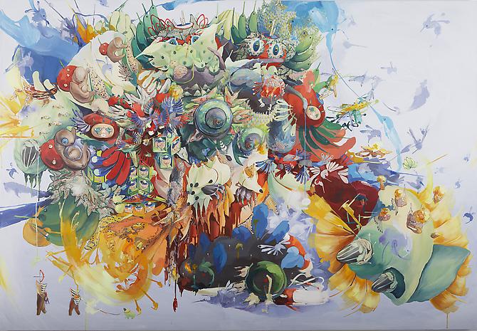  Wind , 20011
acrylic on canvas, cut-out paper
54 x 78 inches