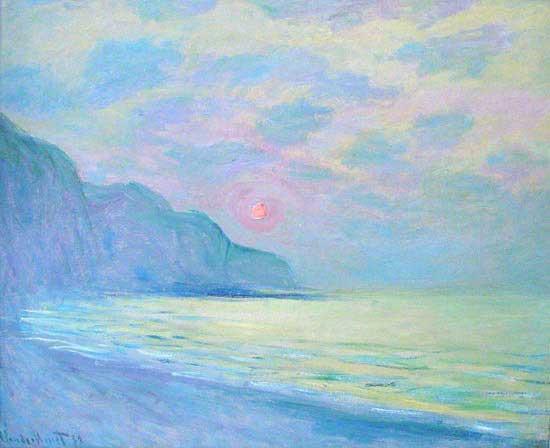 Monet, Claude 1840-1926
Soleil Couchant, Temps Brumeux, Pourville, 1882 
Oil on canvas
24 3/8 x 29 1/2 inches
