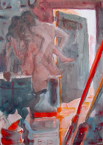 Jazz-Minh Moore
 Broom Closet , 2012
Acrylic and resin on birch panel
5 x 7 inches