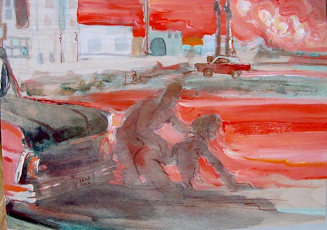 Jazz-Minh Moore
 Parking Lot , 2012
Acrylic and resin on birch panel
5 x 7 inches