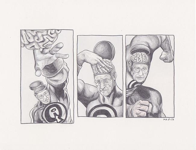 Chomskyʼs Brain (Three Panel), 2009
Graphite on paper
7 x 9 inches