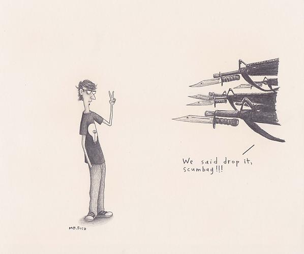 Drop It Scumbag, 2007
Graphite on paper
8.5 x 10.5 inches