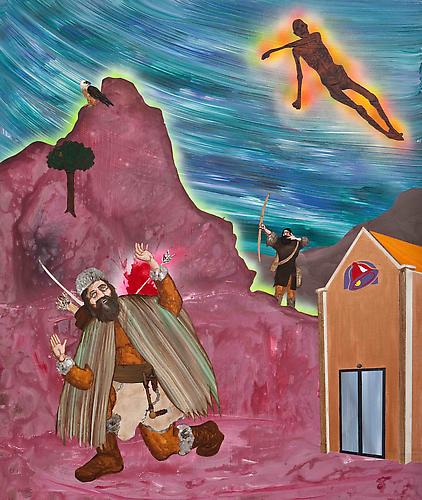 Otzi Receives an Arrow in the Back Left Shoulder, 2011
acrylic and enamel on panel
35 x 42 inches