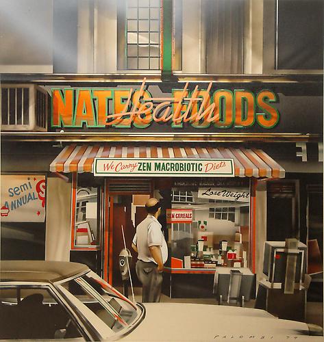 Peter Palombi
Nate’s Health Food Store, 1974; Watercolor airbrush on board
Signed and dated on recto; Illustration promotional materials; 17 x 16.5 inches