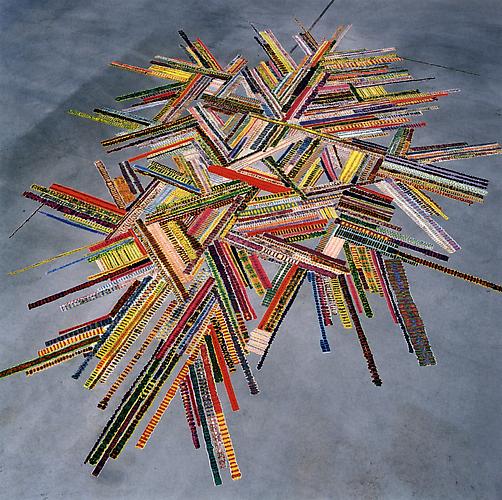 Polly Apfelbaum
Flying Graceland, 2001
synthetic velvet, synthetic crushed velvet, and dye
dimensions variable