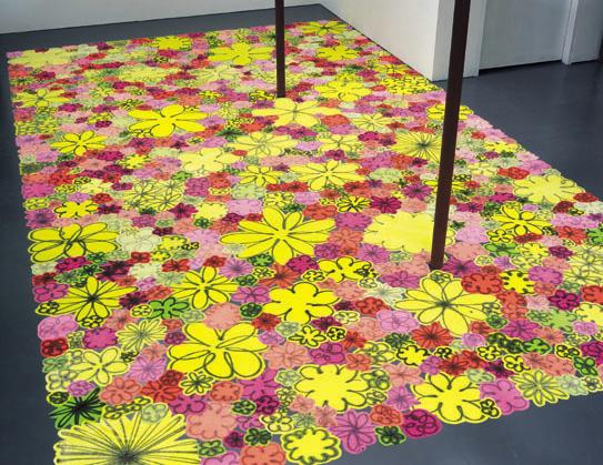 Polly Apfelbaum
Love Love Me Do, 2004
synthetic velvet, fabric dye 
approx. 12 x 22 feet
(3.66 x 6.71 meters)